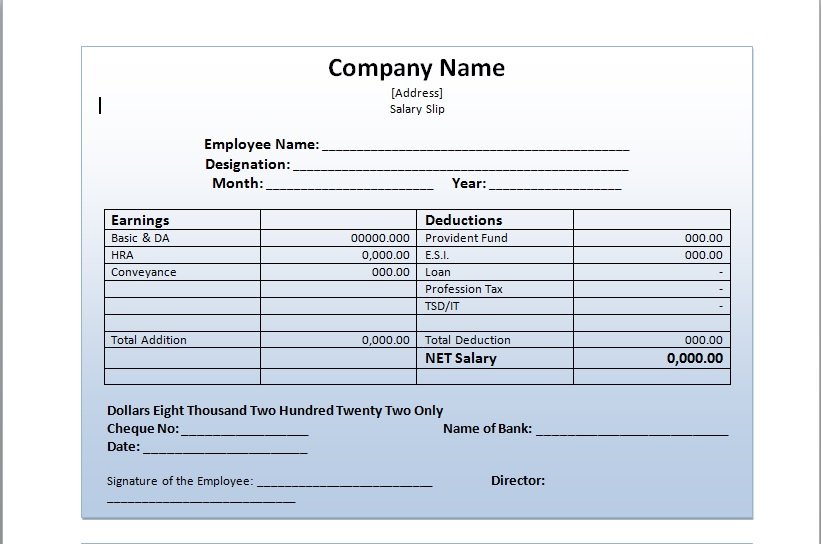 online salary slip format