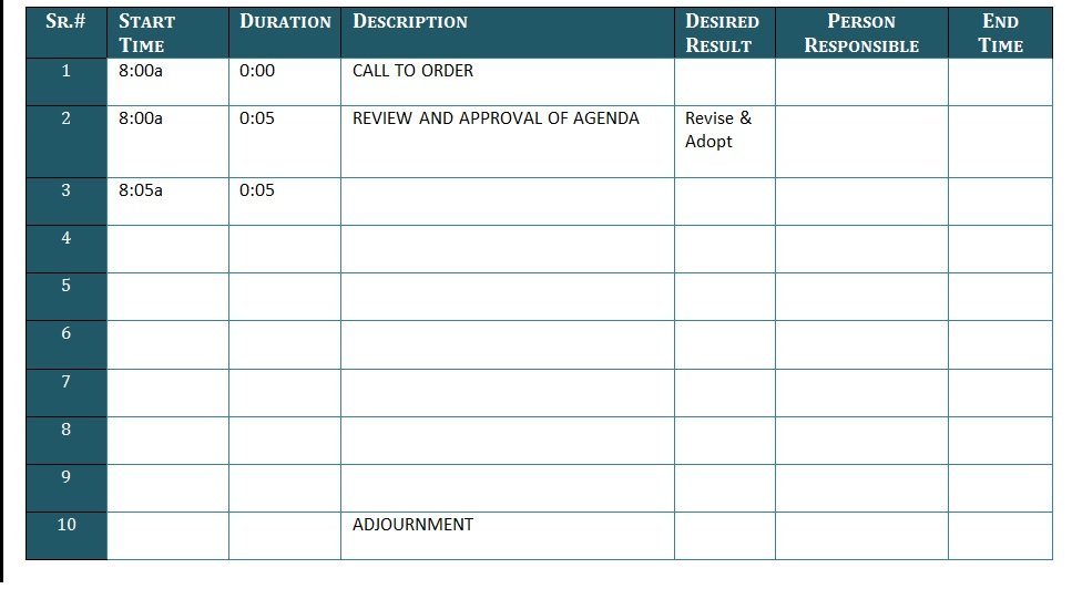 Simple Team Meeting Agenda Template Word Excel TMP