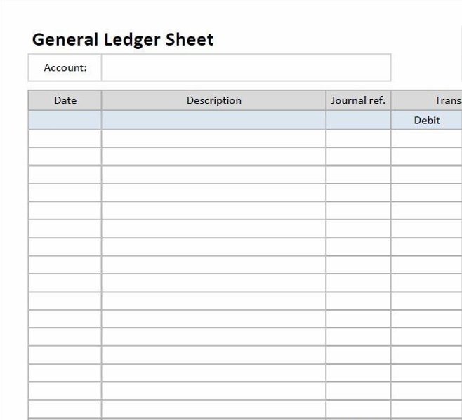 Printable General Ledger Template Pdf