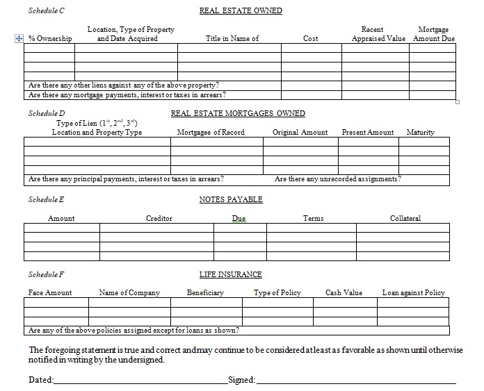 Blank Personal Financial Statement Template