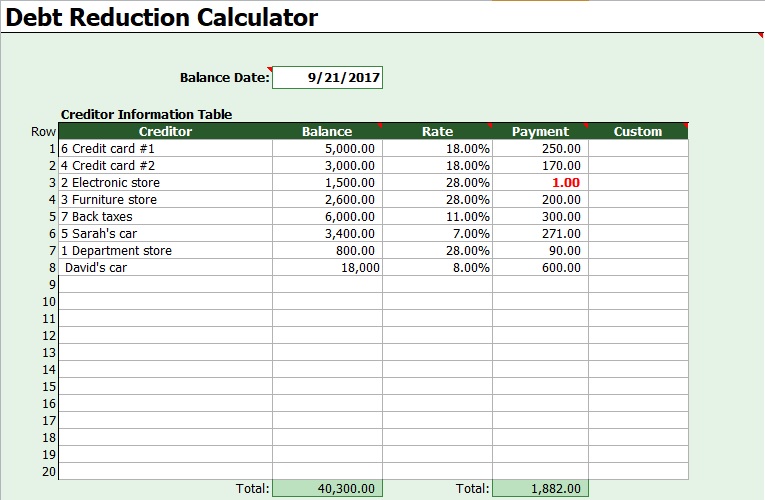 Debt Snowball Calculator Template Excel Excel TMP