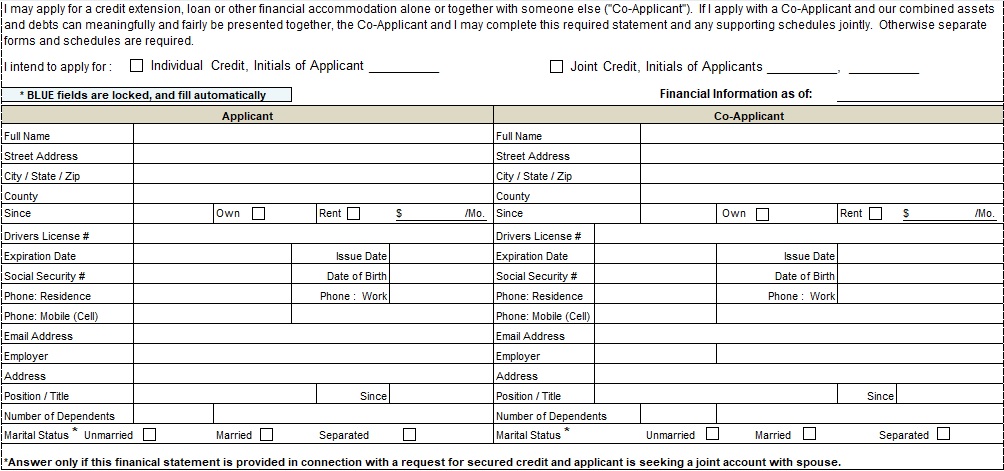 Personal Financial Statement Template Excel