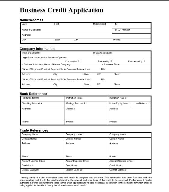 5 Professional Business Credit Application Template {Word Excel PDF