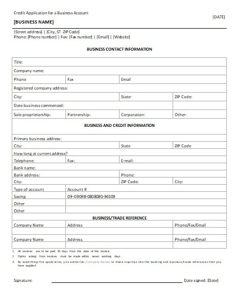 Business Credit Application Template Word from exceltmp.com