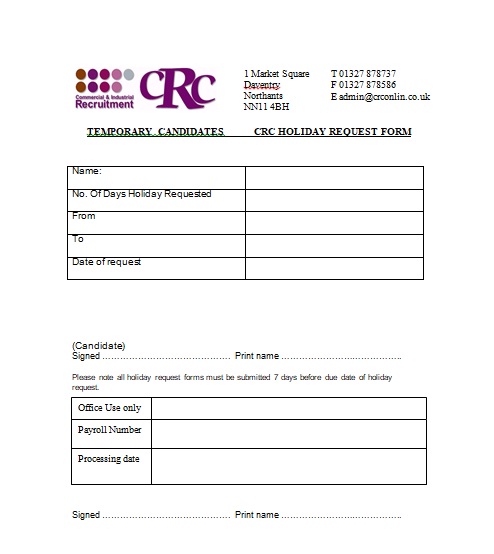 4 Professional Holiday Request Form Template Word Excel PDF 