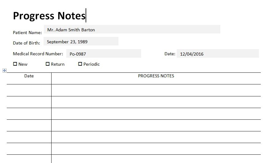 medical progress note template