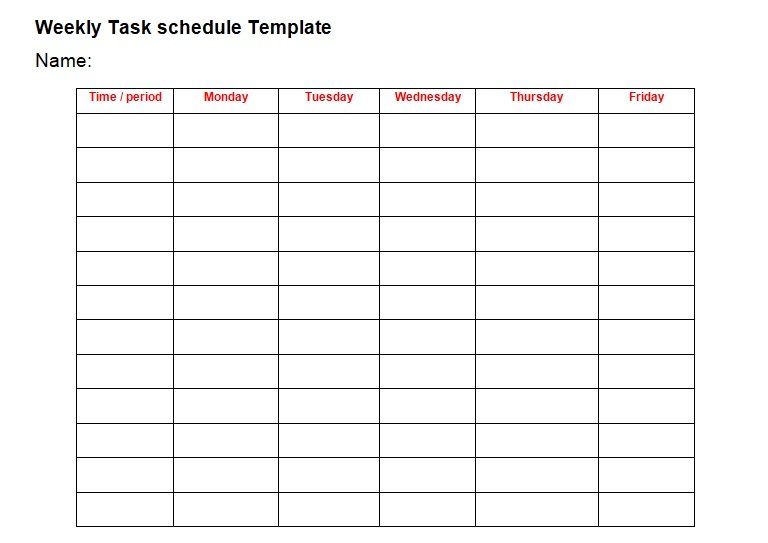 weekly task list template word