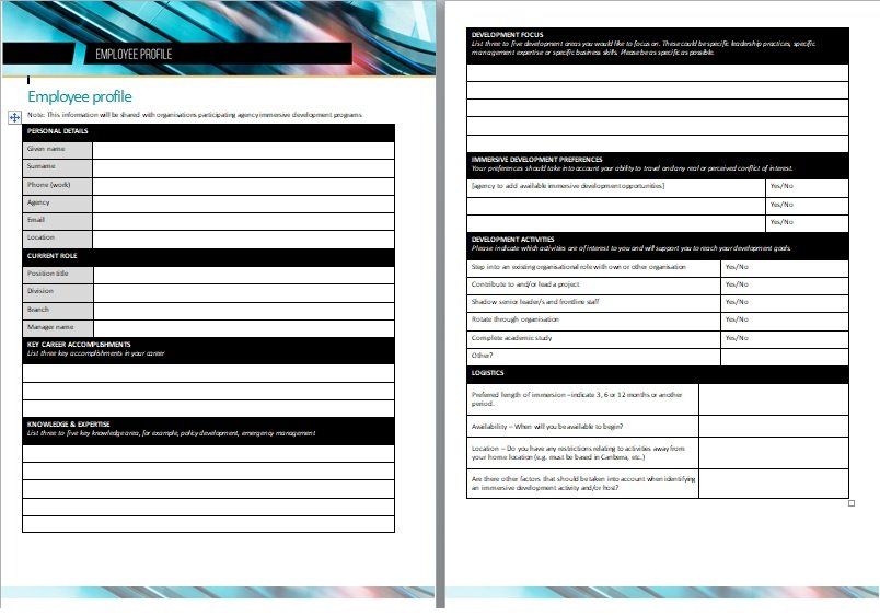 employee profile template for adaptation