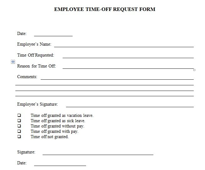 Employee Time off Request Form Template Excel And Word Excel TMP