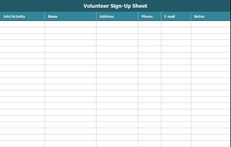 Printable Sign Up Sheet Template (Excel Word PDF) Excel TMP