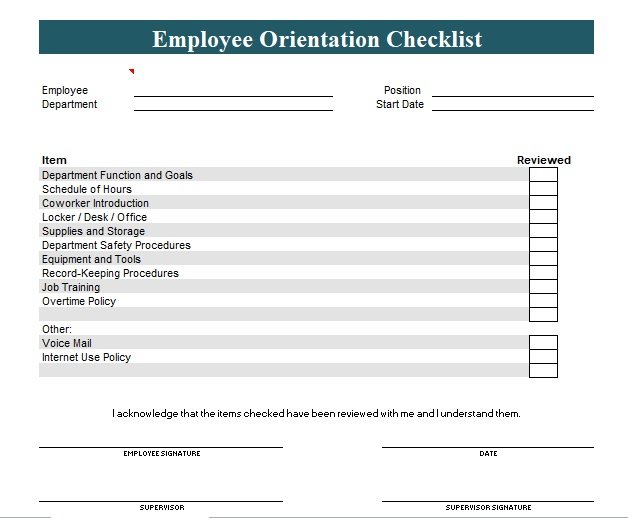 New Employee Orientation Checklist Template Excel And Word Excel Tmp