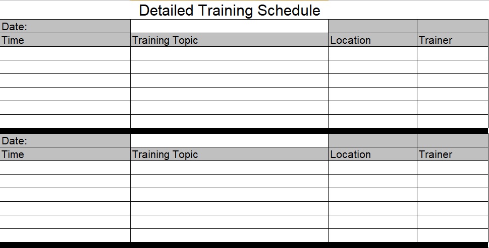 Employee Training Schedule Template excel