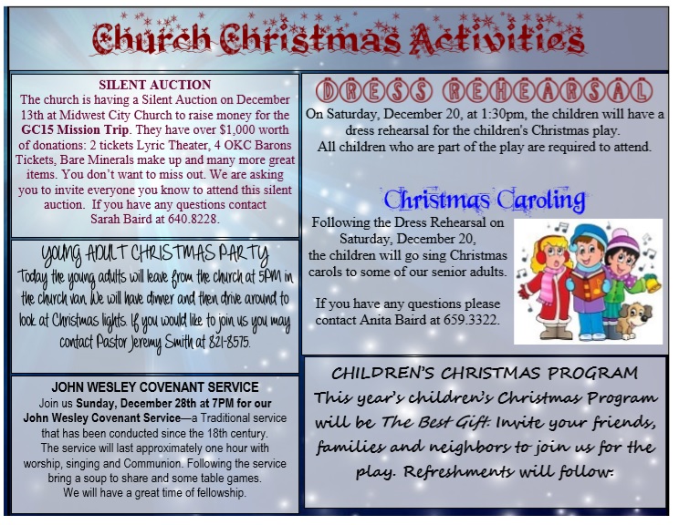 Church Christmas program activities template