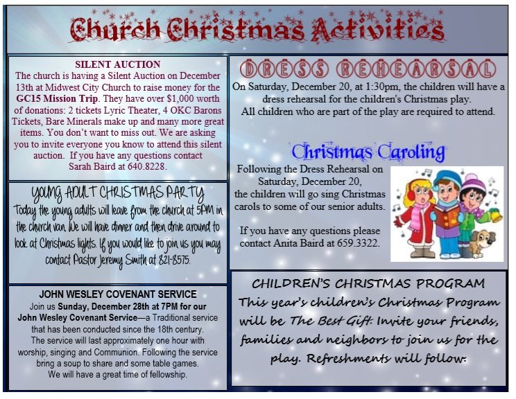 Church Christmas program activities template