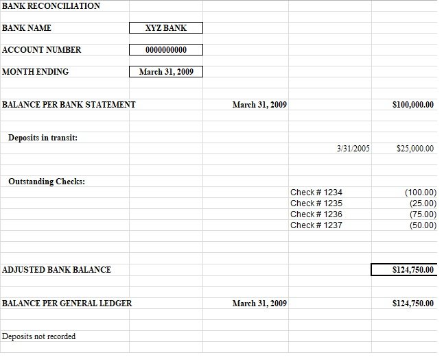 10  Bank Reconciliation Template Get Free Documents (Excel PDF)