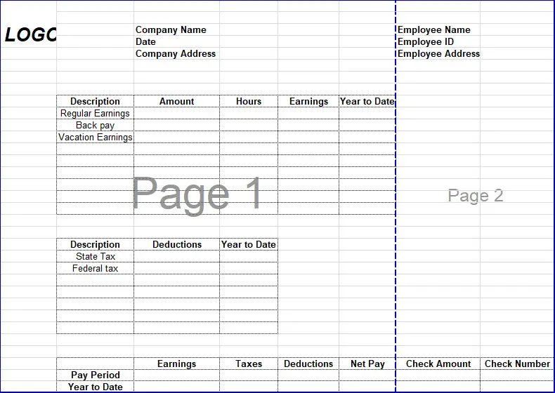 100% Free Employee Pay Stub Template Excel - Excel TMP