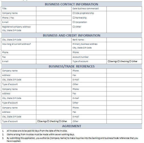 5 Professional Business Credit Application Template Word Excel PDF 