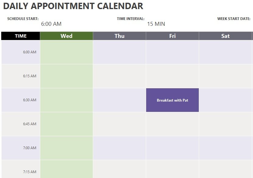 Free Printable Appointment Schedule Template for Excel Excel TMP