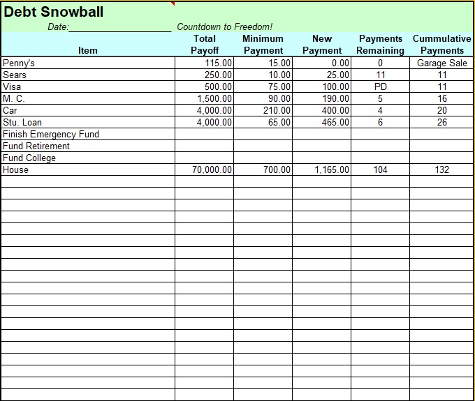 Debt Snowball Calculator Template Excel Excel TMP