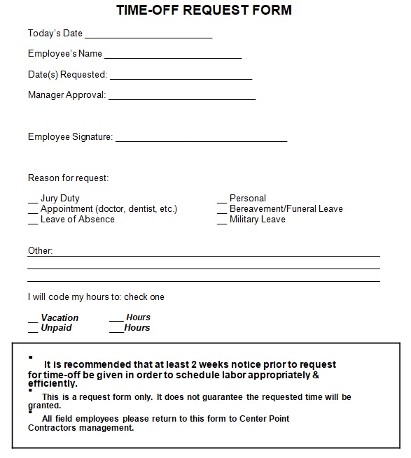 Employee Time off Request Form Template Excel And Word - Excel TMP