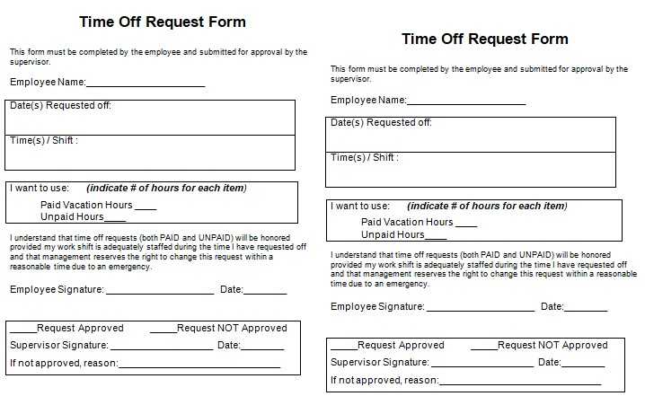 Employee Time off Request Form Template Excel And Word - Excel TMP