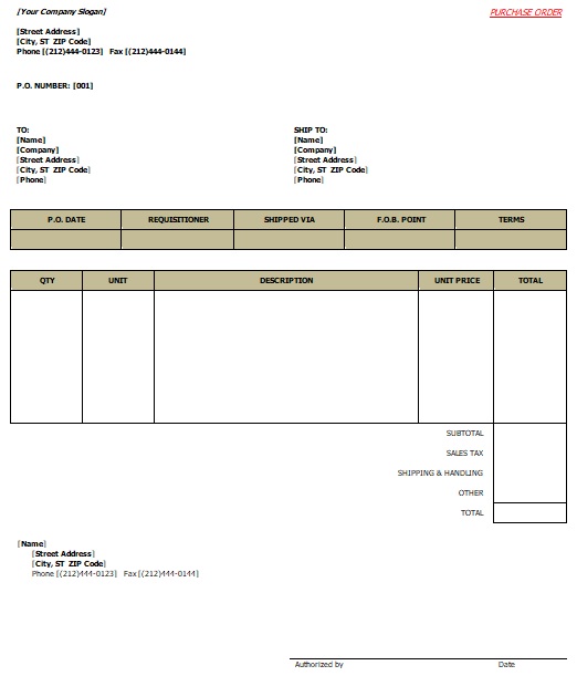 Purchase Order Template (Excel, Word, PDF) - Excel TMP