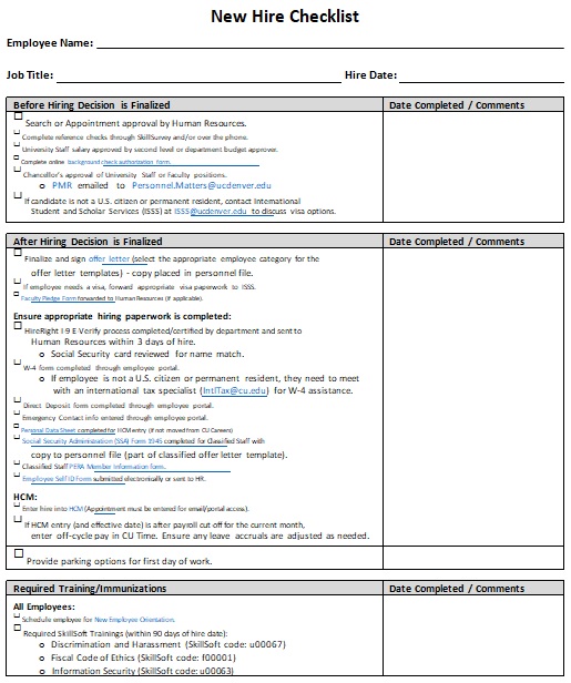 New Employee Orientation Checklist Template Excel And Word ...