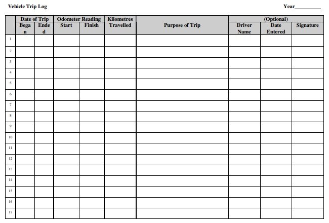 Car Log Book Template Word