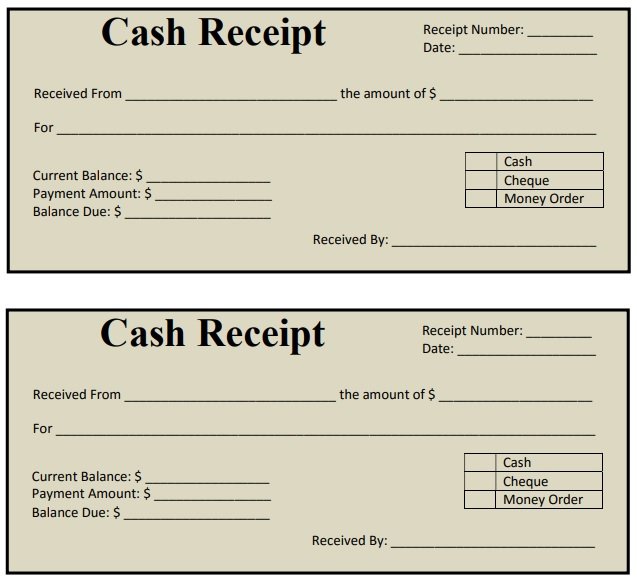 free cash payment receipt template excel word pdf