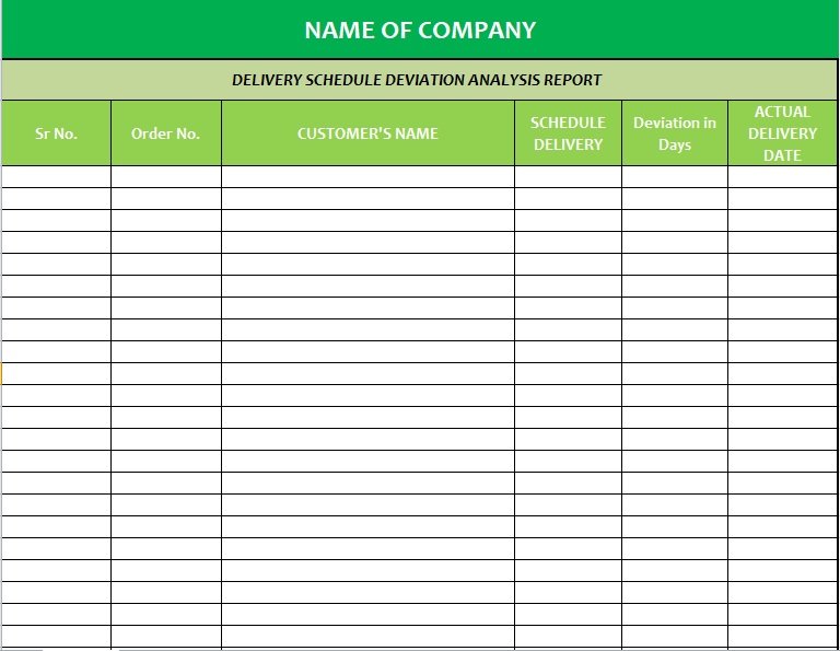 Delivery Schedule Template In Excel Format - Excel TMP