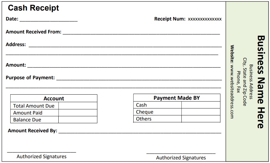 free cash payment receipt template excel word pdf excel tmp