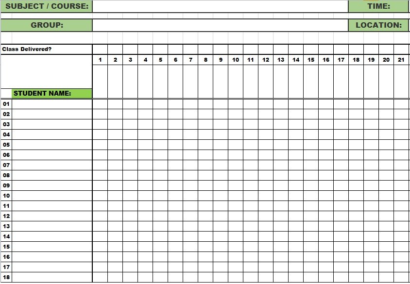 Attendance Tracker Free Printable Printable Templates