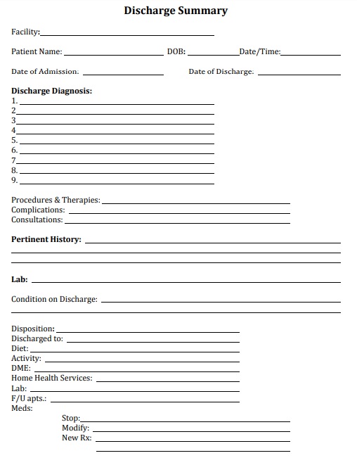 Hospital Discharge Template Download Excel TMP
