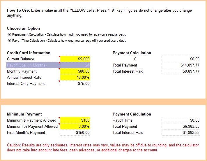 Credit Card Payoff Calculator Excel Template - Excel TMP