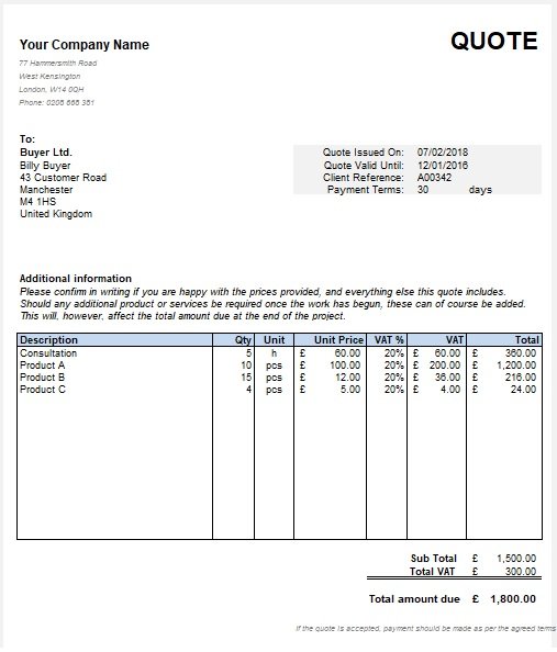 Free Quotation Template Excel Word Excel TMP