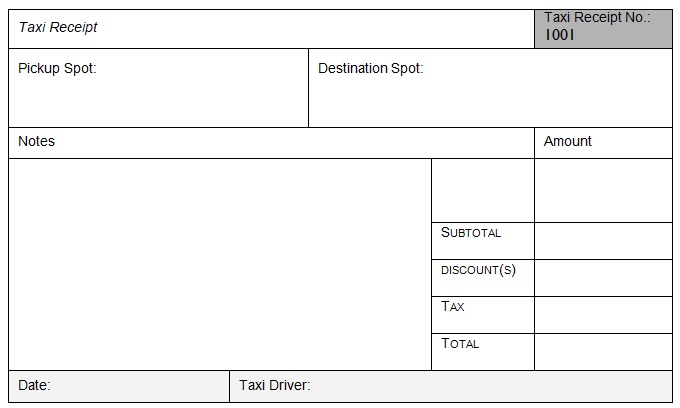 download taxi bill format in word