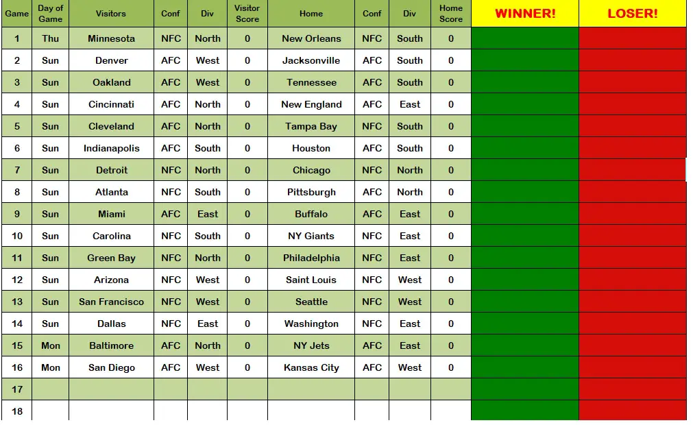 Football Pool Template Excel PDF Excel TMP