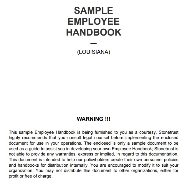 Free Employee Handbook Template (Word, PDF) Excel TMP