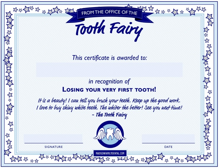 first tooth fairy certificate template