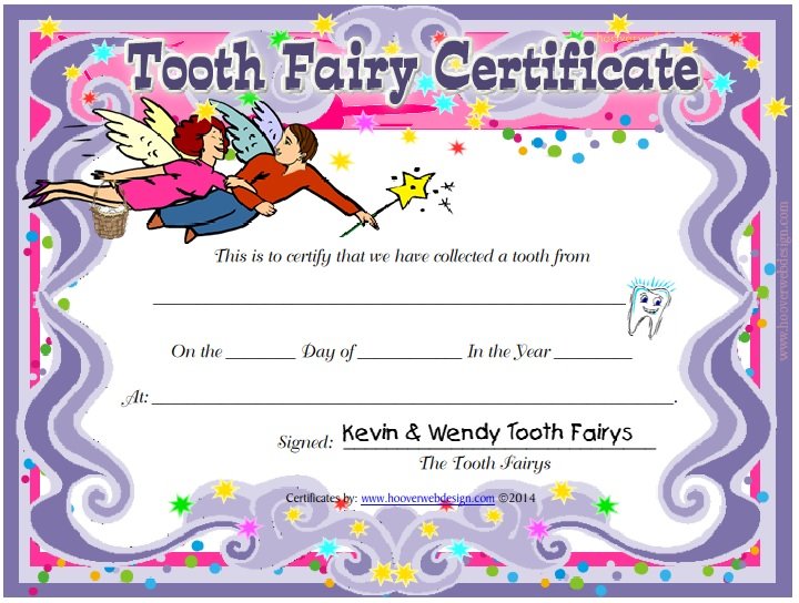 Tooth Fairy Certificate Template Pdf