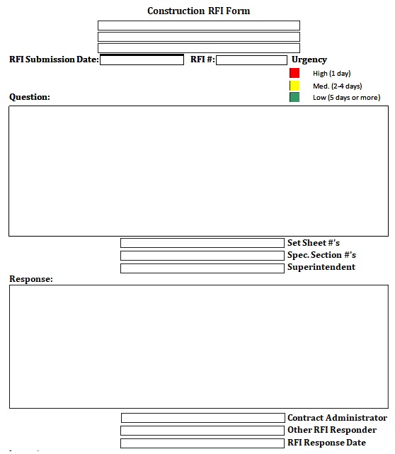 Free Construction RFI Template (Word, Excel, PDF) Excel TMP