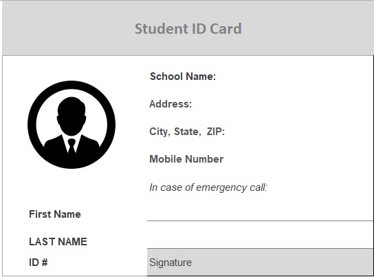 Student id Card Template: 6  Free Printable Documents (Word Excel)