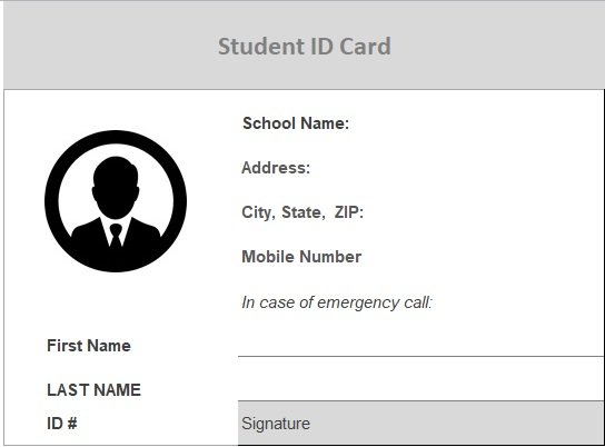 Student id Card Template: 6+ Free Printable Documents (Word, Excel)