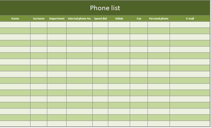 Excel Address List Template