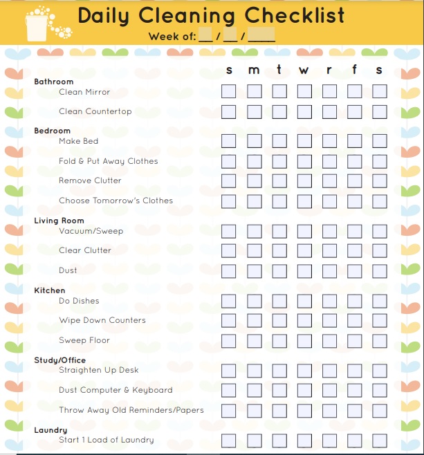 daily cleaning checklist template