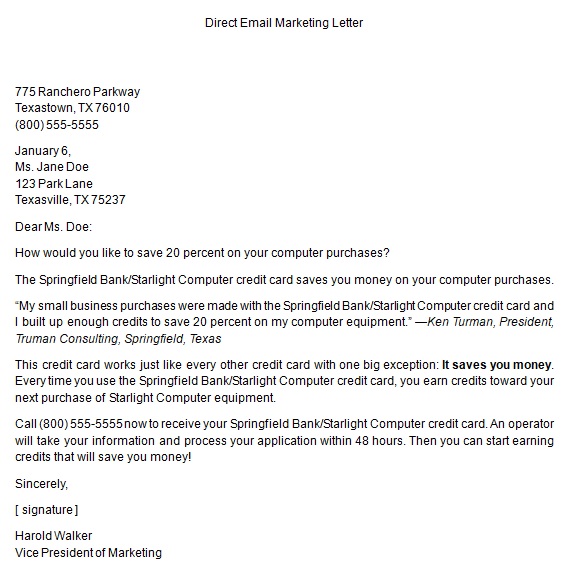 direct email marketing letter template