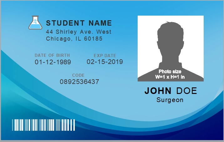 student id card template word