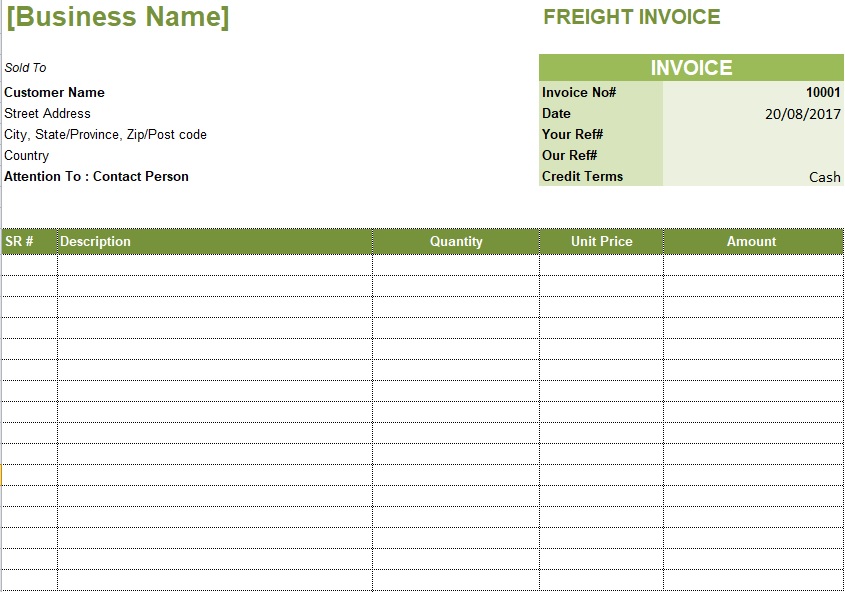 freight delivery order template