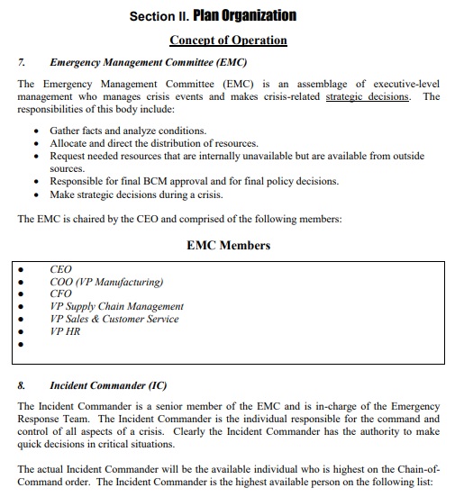 business continuity plan template for manufacturing