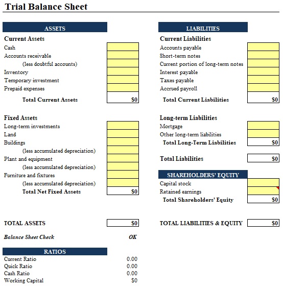Free Trial Balance Template (Excel Word PDF) Excel TMP